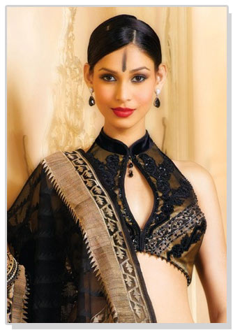 neck designs for saree blouses. V-Neck Saree Blouse Design for