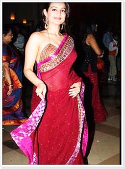 Amisha Patel Loking Hot In Red Sraee