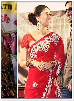 Kareena Kapoor in Red Designer Wear Saree