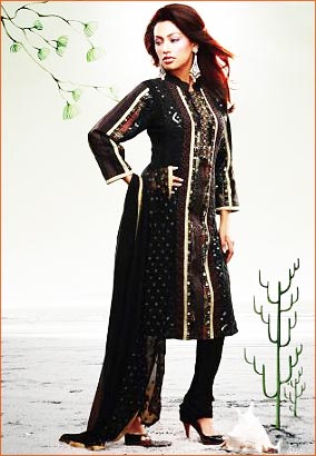 Black Churidar Kurta